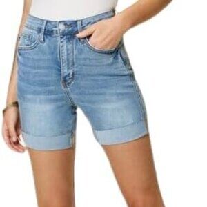 Judy Blue Womens XL NEW High Waist Jean Short Denim Med Blue Mid Length 150205